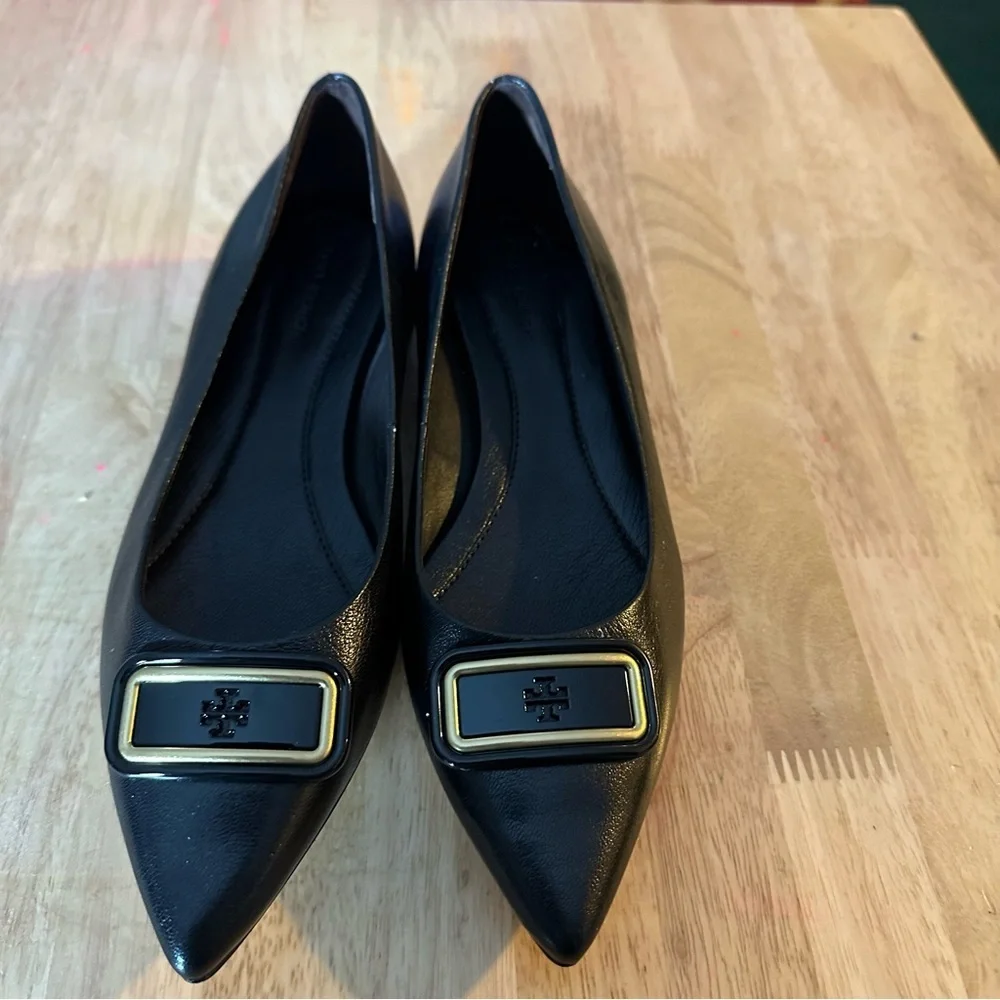 Tory Burch Georgia Pointed Toe Flat Black Shoes